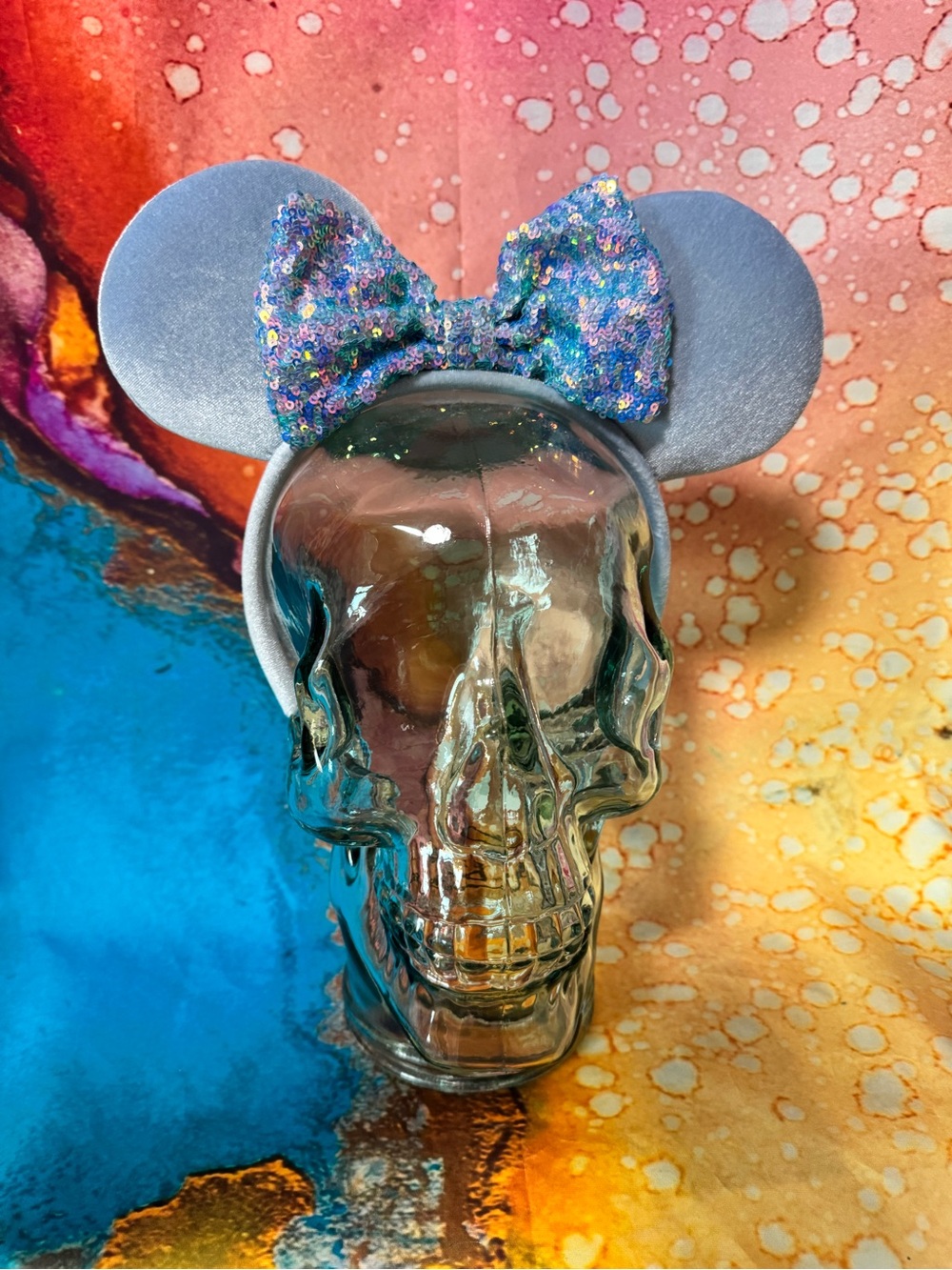 Disney Sequin Bow Mouse Ear Headband in Pastel Blue and Aqua
